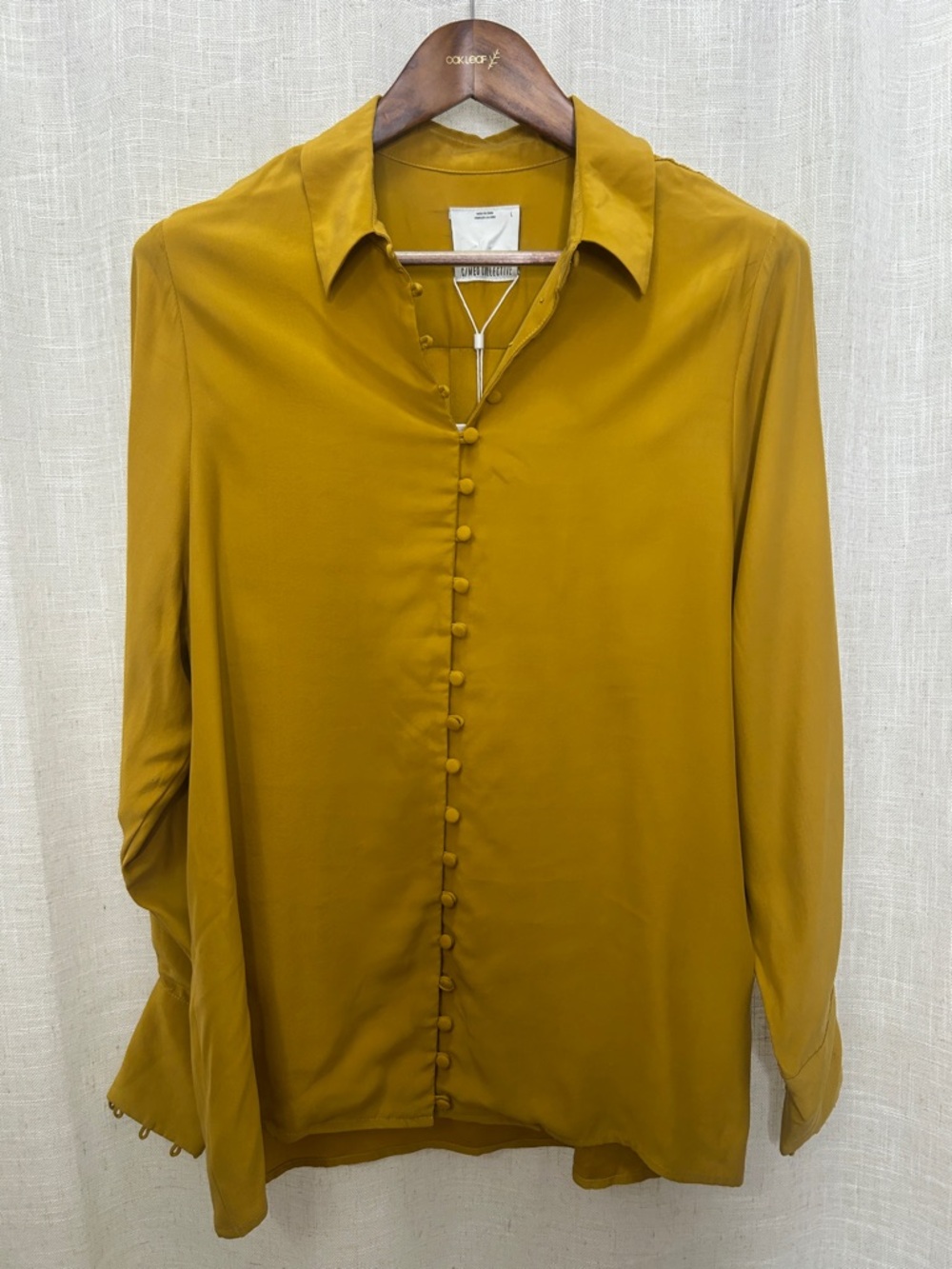 C/MEO Collective Silk Marigold Gold Long Sleeve Blouse Size Large Brand New